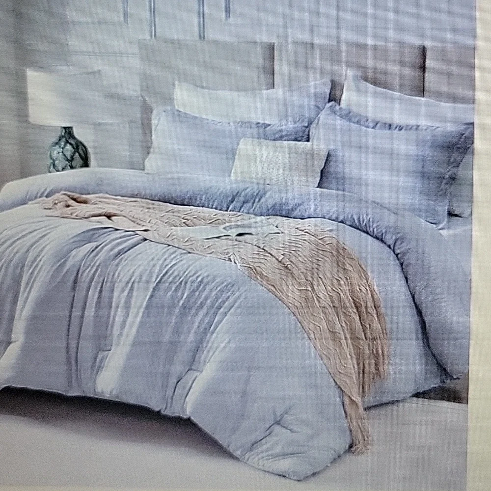 Cozylux Full 3 pc Comforter Set Gray Cationic Luxury Breathable Lightweight NEW